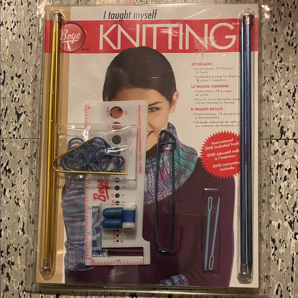 Boye Knitting Starter Kit - Gold, Blue, Silver Needles